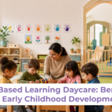 Children participating in creative play activities at a play-based learning daycare for early childhood development