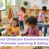 Children learning and playing safely in a trusted childcare environment with professional caregivers